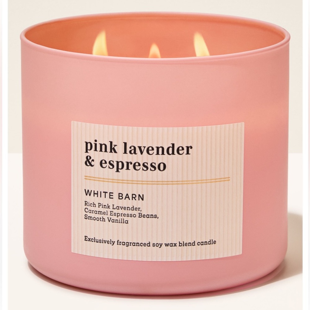 “Pink Lavender & Espresso” 3-Wick Candle by Bath & Body Works, 14.5 oz, NWT base